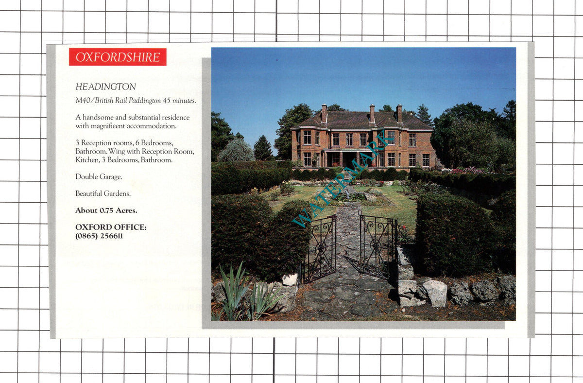 Headington Oxfordshire  House Sale Advert - c.1990 Clipping / Print
