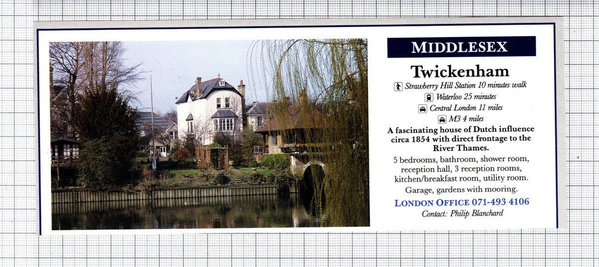 Twickenham Middlesex House Sale Advert -  1991 Cutting