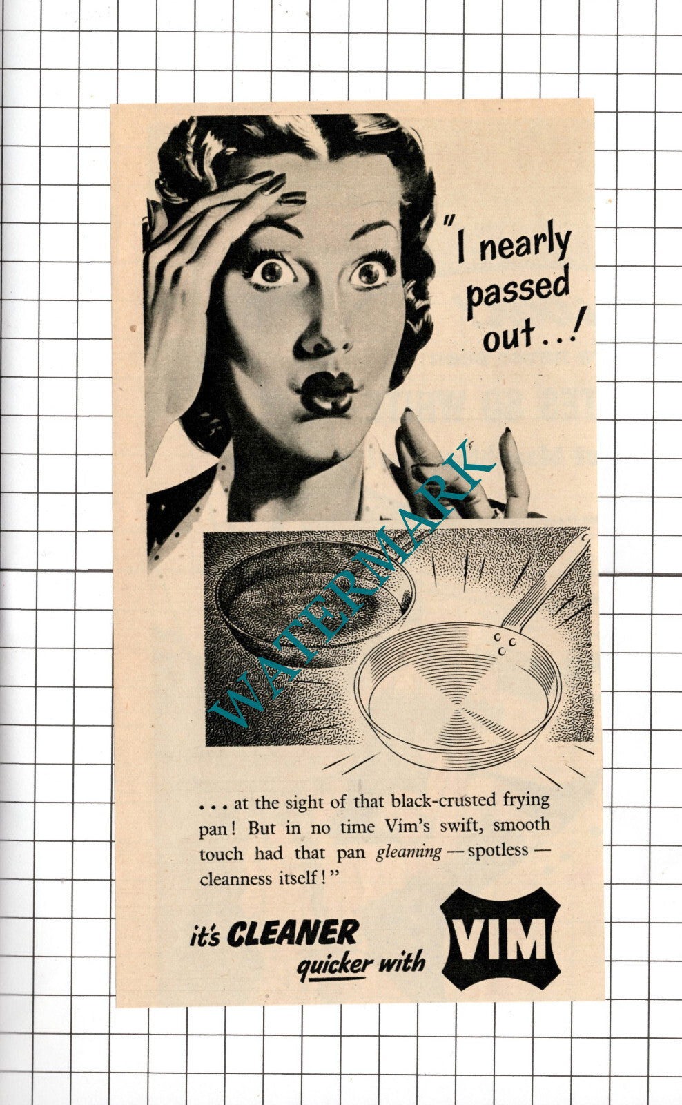 Vim Cleaner Advert - 1951 Cutting