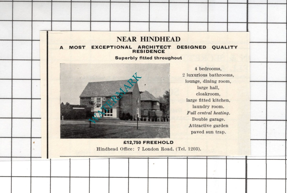 Hindhead Surrey SMALL House Advert - 1967