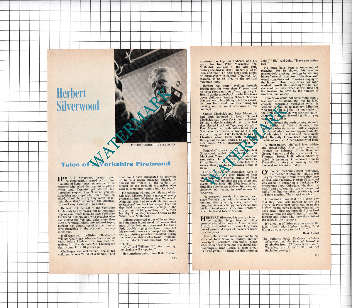 Herbert Silverwood  - 1976 Small Article