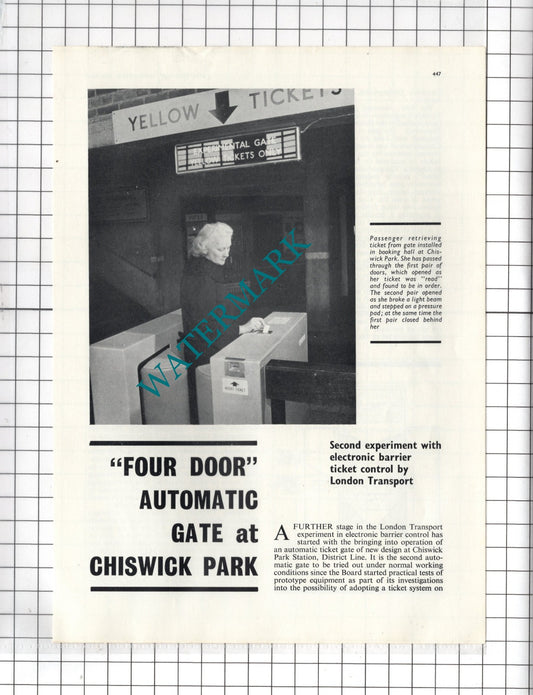 Chiswick Park Station Automatic Ticket Gate  - 1964 Article