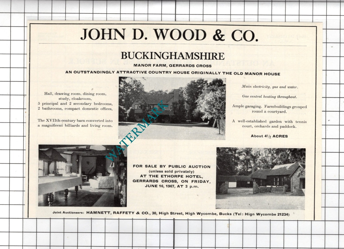 Manor Farm Gerrards Cross Buckinghamshire  -   House Sale Advert - 1967