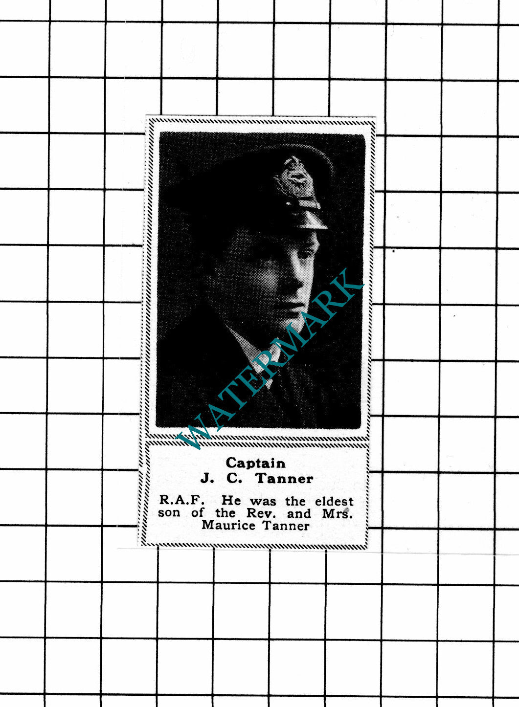 Captain J C Tanner RAF Rev Maurice Tanner  WW1 - c.1918 SMALL Clipping