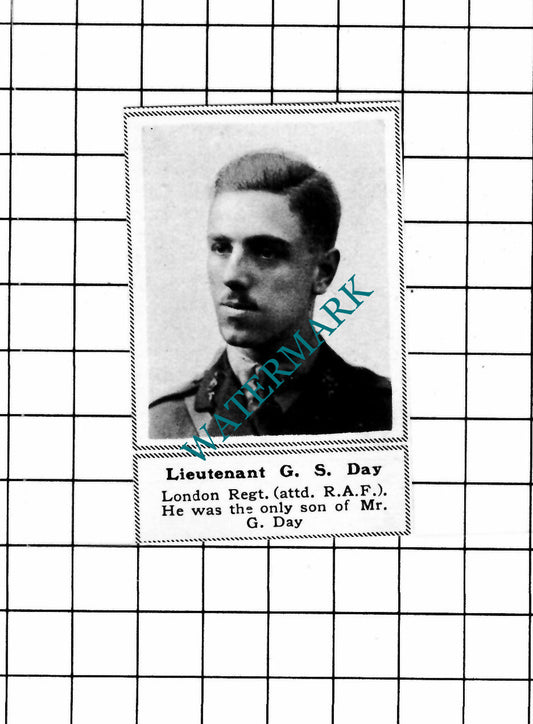 Lt G S Day London Regiment - c.1918 SMALL Clipping