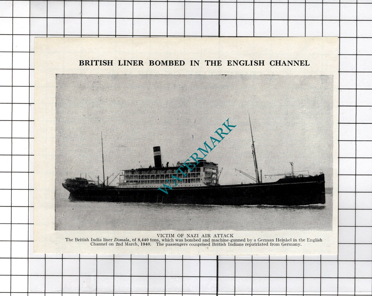 British India Liner Ship DOMALA WW2    - c.1940s Small Cutting