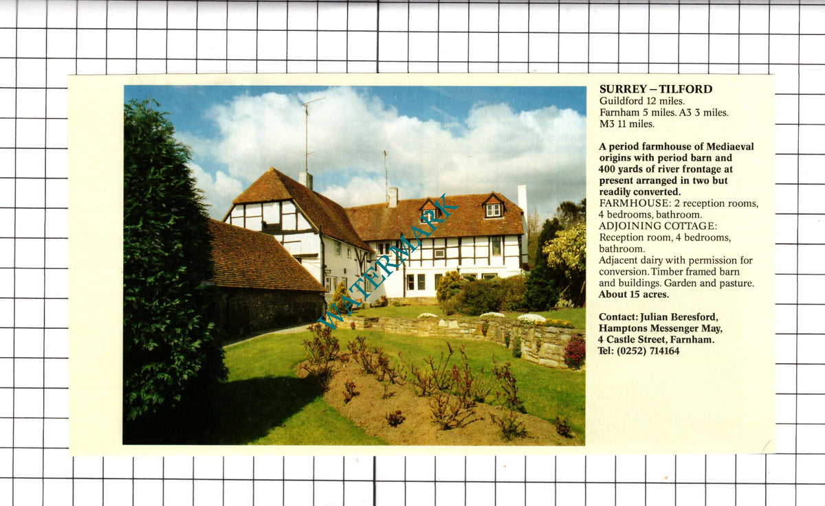 Tilford Surrey Farm House Sale Advert - c.1991 Cutting / Print