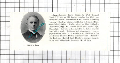 John Dawson Crawford Warrenpoint / Charles Lewis Coote -c.1905 Clipping