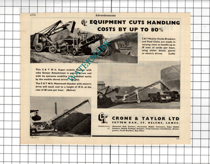 Crone & Taylor Ltd St Helens Lancs / A W Saulter Shirley Croydon -  1951 Advert
