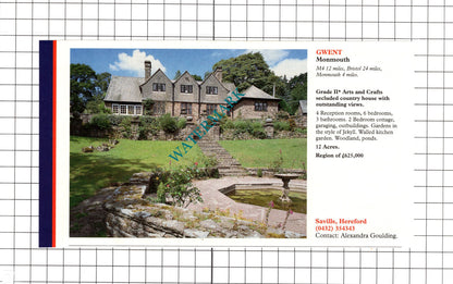 Thornton Buckinghamshire / Monmouth Gwent House Sale Advert - 1991 Clipping