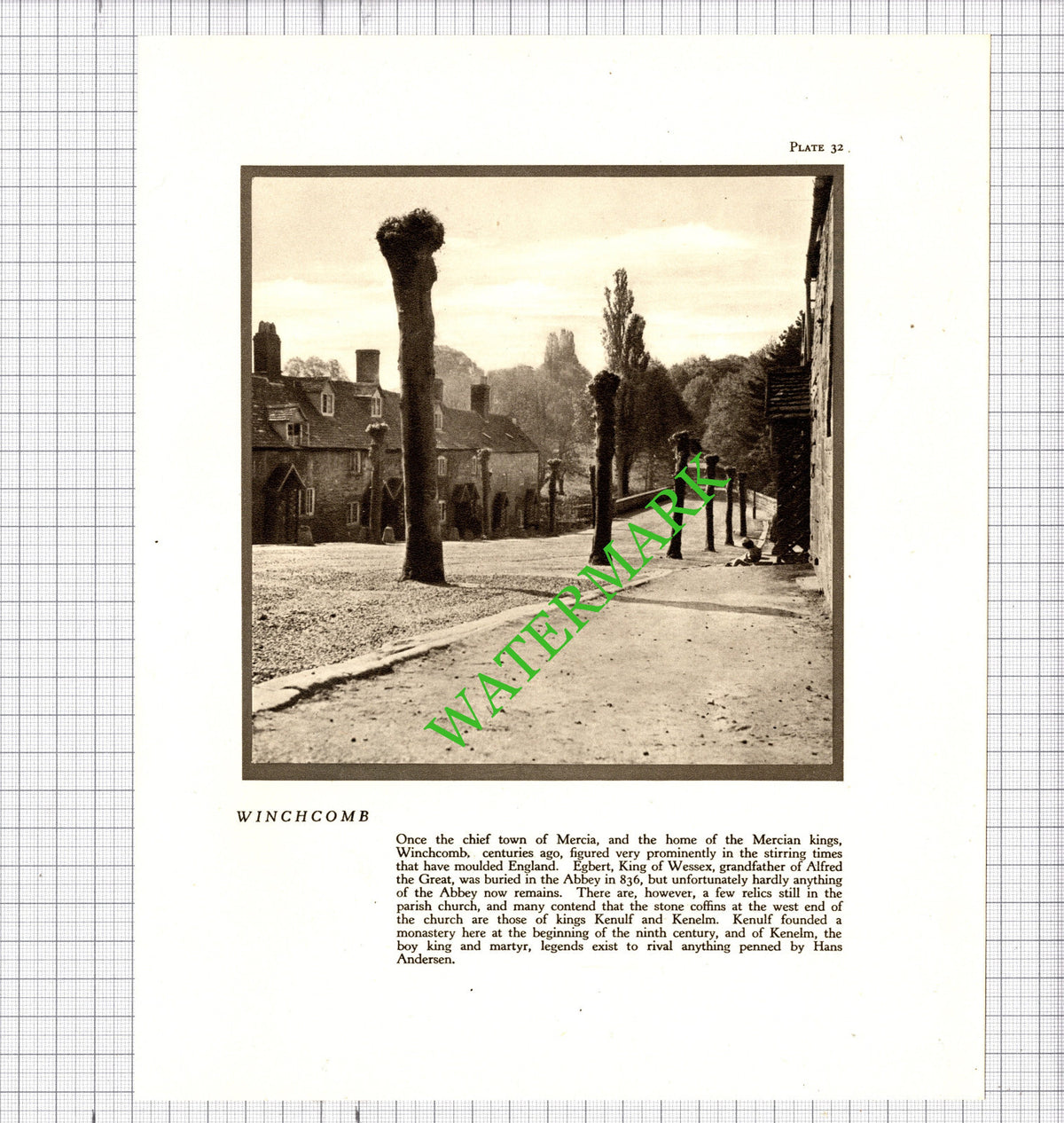 Winchcomb Gloucestershire Cotswolds - 1940's Cutting / Print