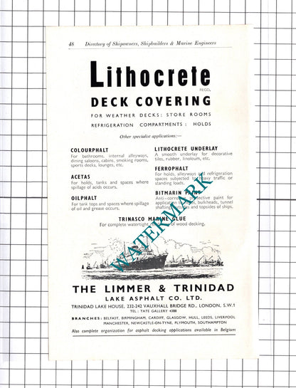 Buckley & Taylor Ltd Oldham / Limmer & Trinidad Lake Asphalt Co ADVERT - c.1957