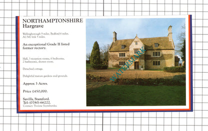 Hargrave Northamptonshire Rectory Fettercairn Sale Advert- 1990 Clipping / Print