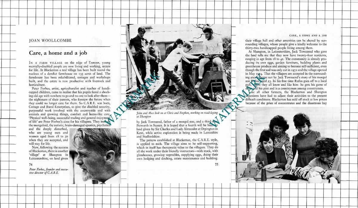 Blackerton Village Peter Forbes Shangton CARE   - 1975 Article / Print