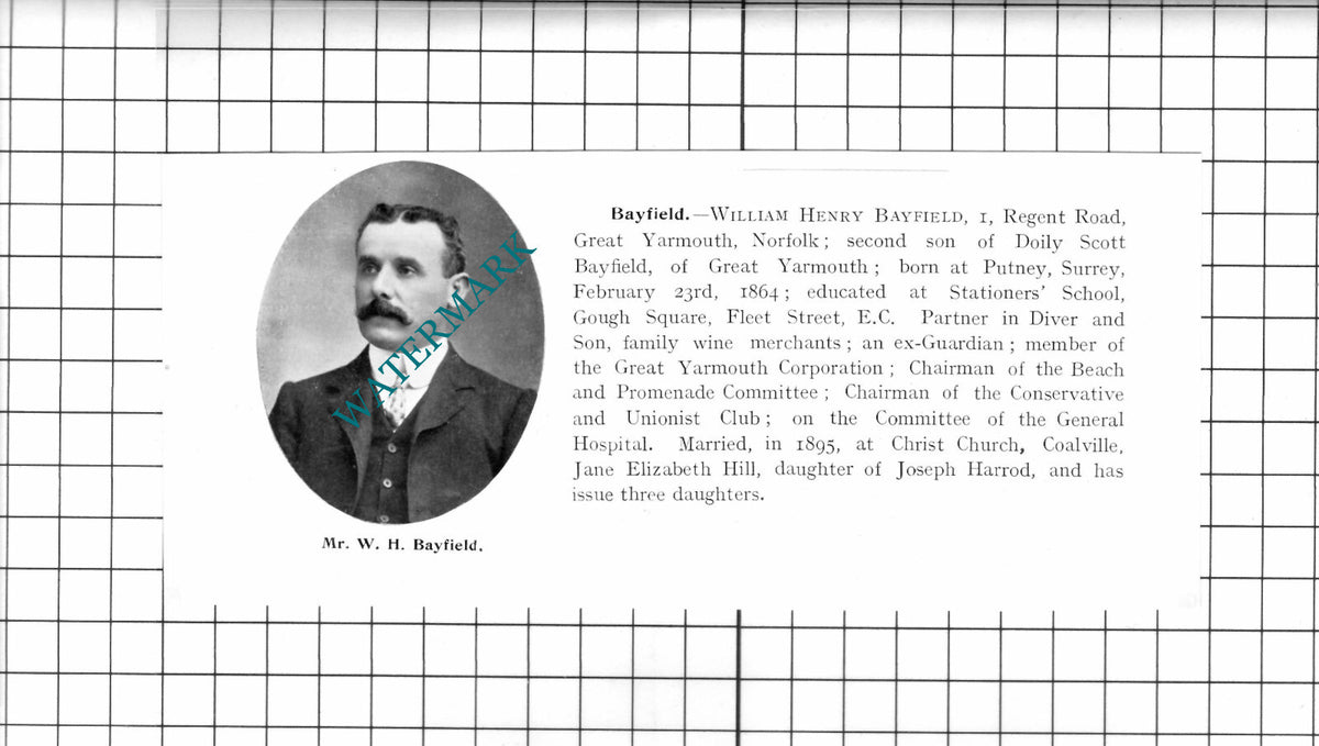 William Henry Bayfield Great Yarmouth / Charles Beevor Stowmarket  1911 Clipping