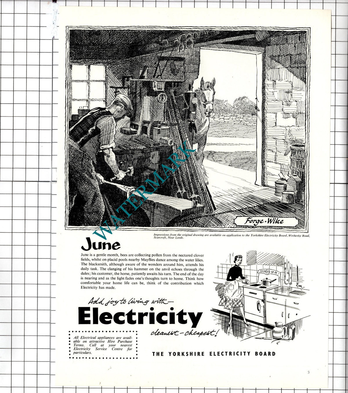 The Forge Wike Yorkshire Elecrtricity Board - 1957 Advert