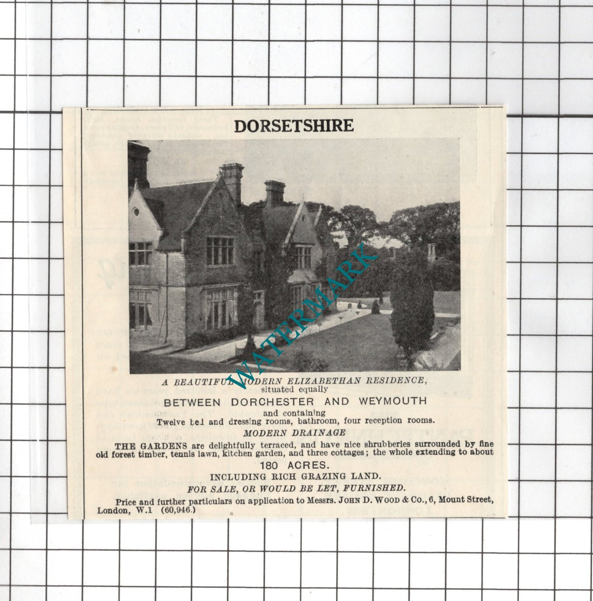 Dorchester Weymouth Dorset  - 1926 SMALL House Sale Advert