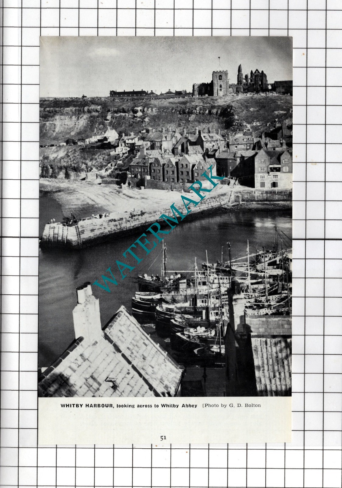Whitby Harbour Yorkshire - c.1960s Clipping