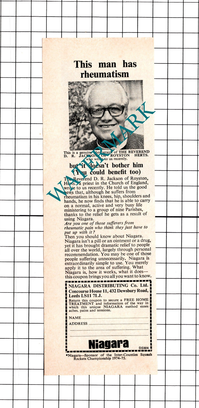 The Rev D R Jackson Royston Hertfordshire Niagara Advert - 1976 Clipping