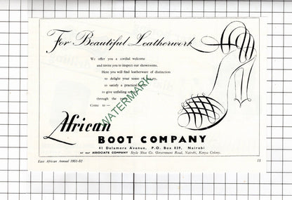 African Boot Company Nairobi Kenya / Craelius E A Drilling Co Ltd - 1951 Advert