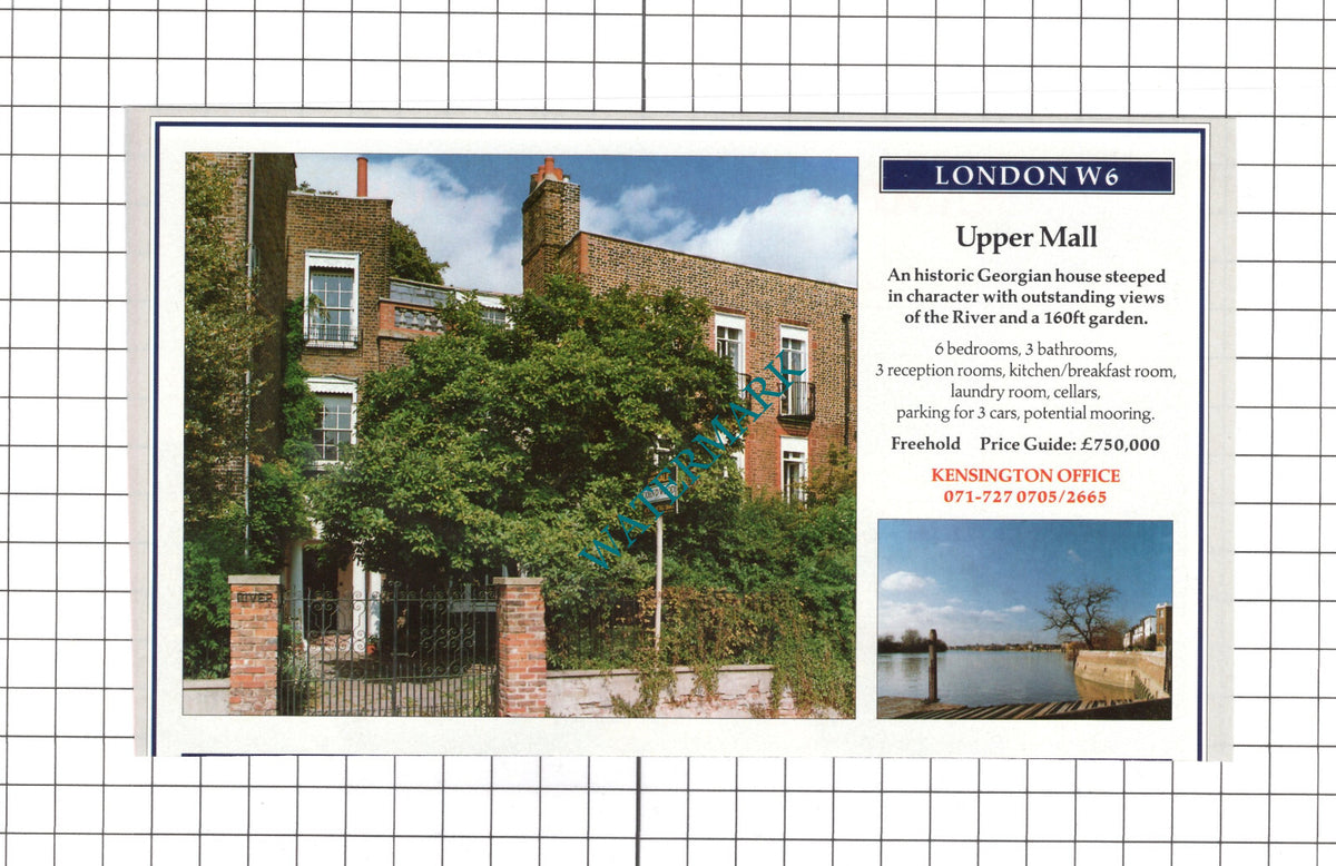 Upper Mall London W6 House Sale Advert - 1991 Clipping