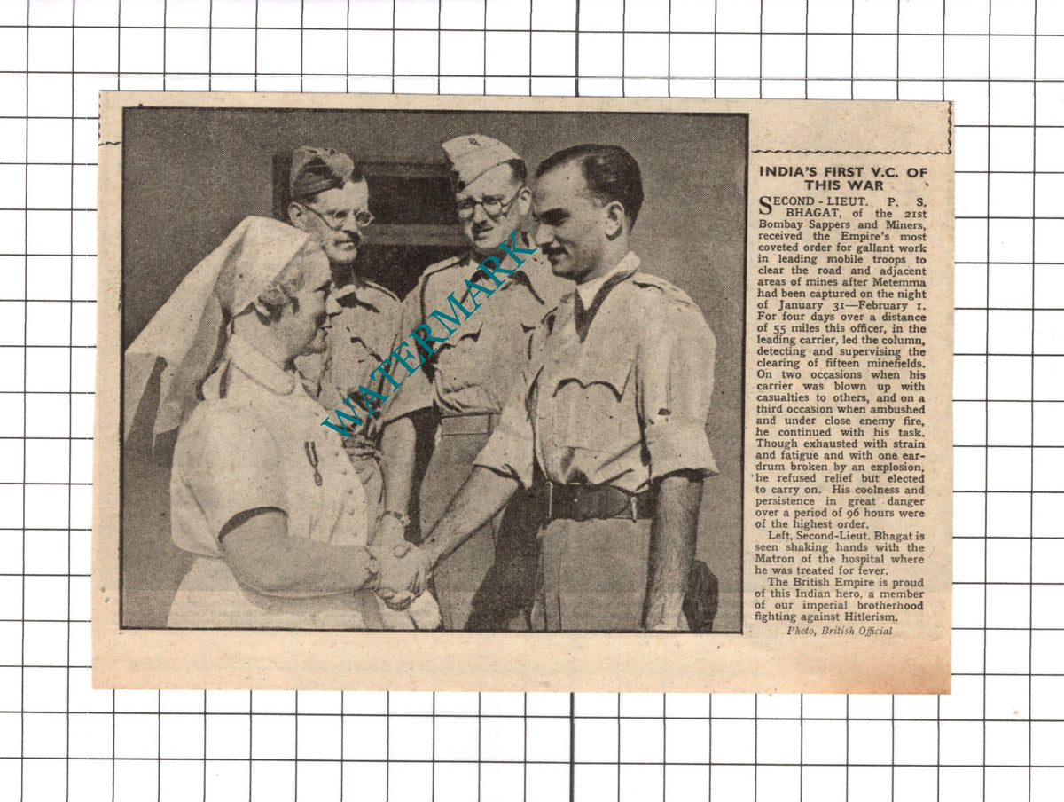 Second Lt P S Bhagat 21st Bombay Sappers and Miners WW2 - 1941  News Clipping