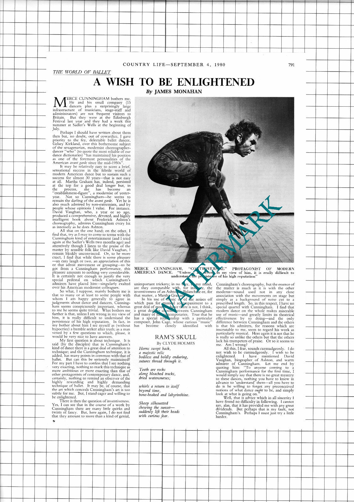 Merce Cunningham Ballet - 1980 Article / Print
