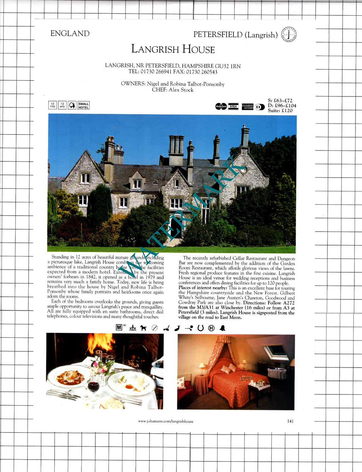 Langrish House Petersfield / Andrews On The Weir Porlock Weir   - 2001 Advert