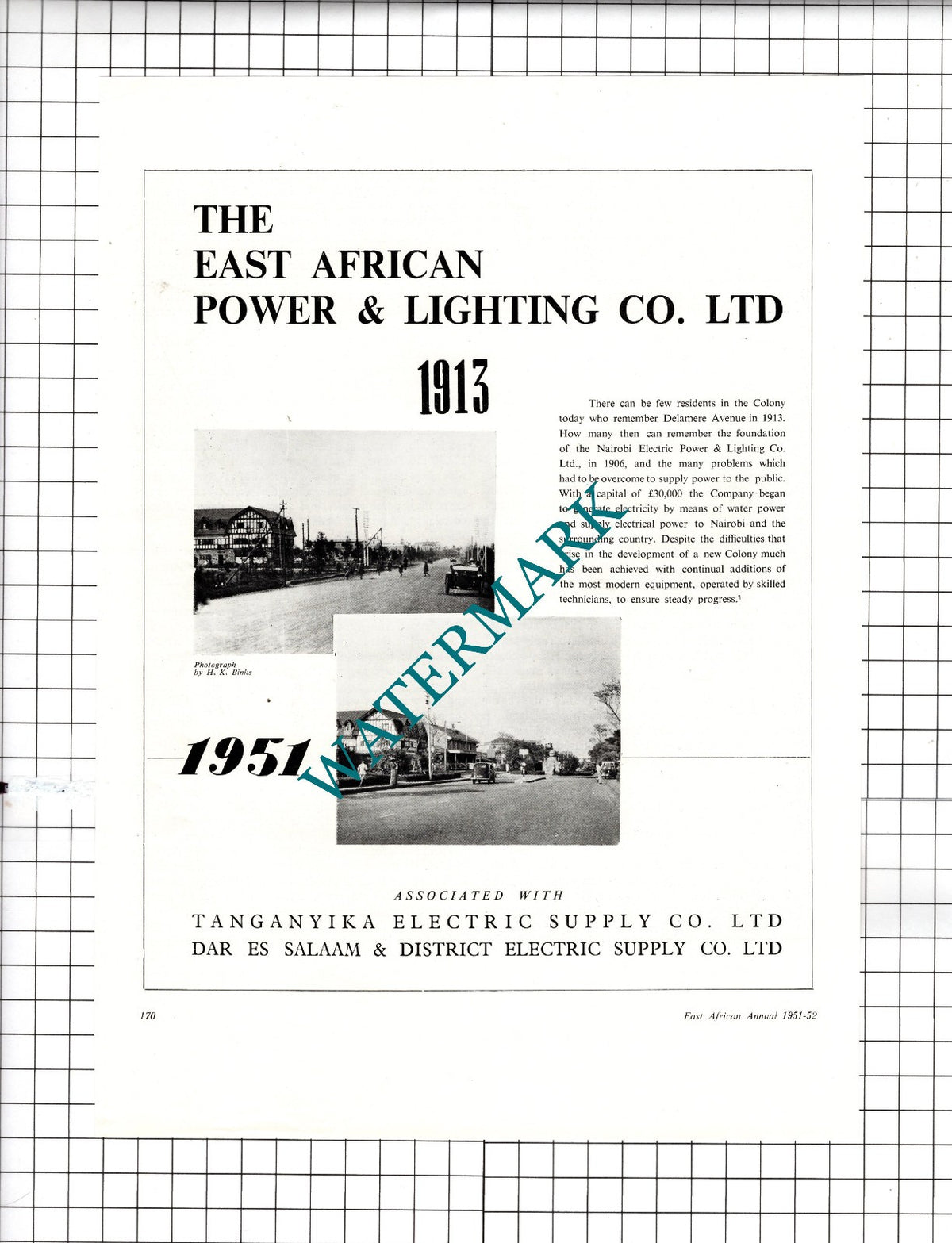 Delamere Avenue Nairobi The East African Power & Lighting Co Ltd - 1951 Advert
