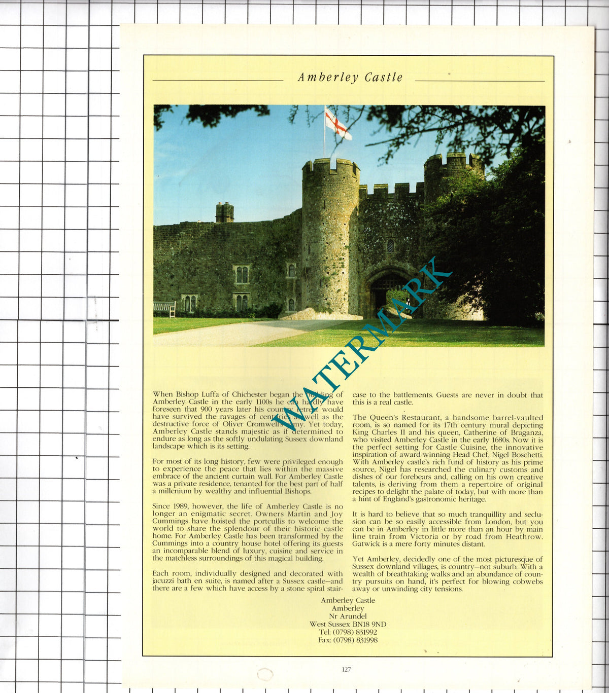 Amberley Castle Amberley Sussex Advert - 1995 Cutting