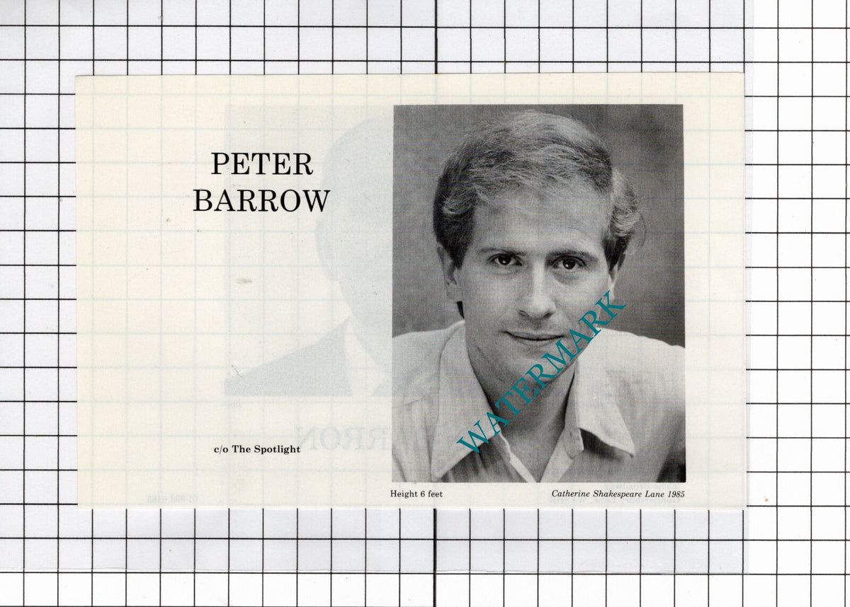 John Barron Actor /  Peter Barrow Actor - 1986 Advert