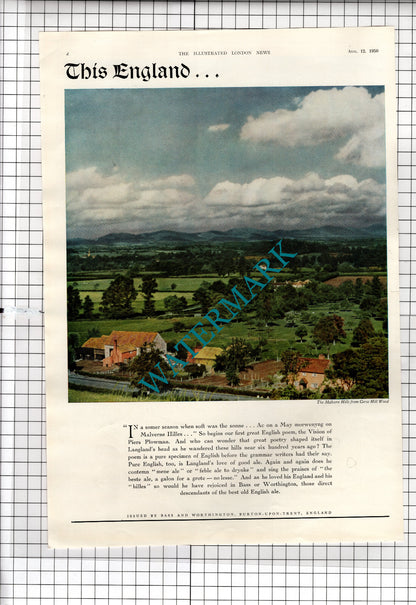 Huntley & Palmers  Advert  / The Malvern Hills Corse Hill Wood Bass- 1950 ADVERT