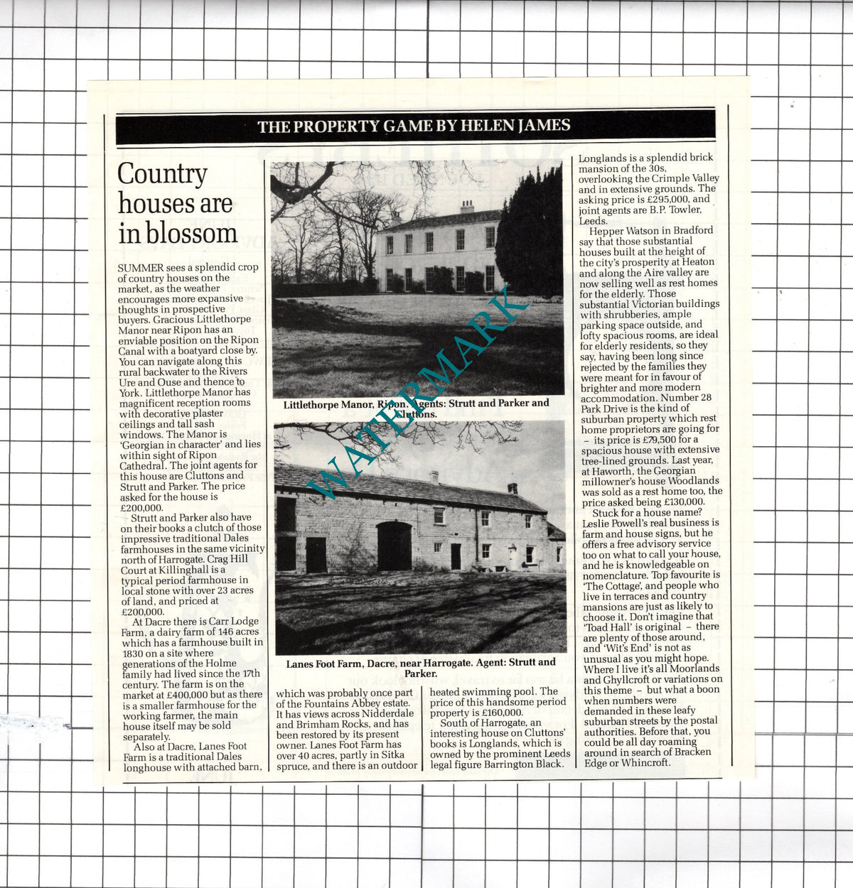 Littlethorpe Manor Ripon Lanes Foot Farm Dacre Yorkshire - 1985 Clipping