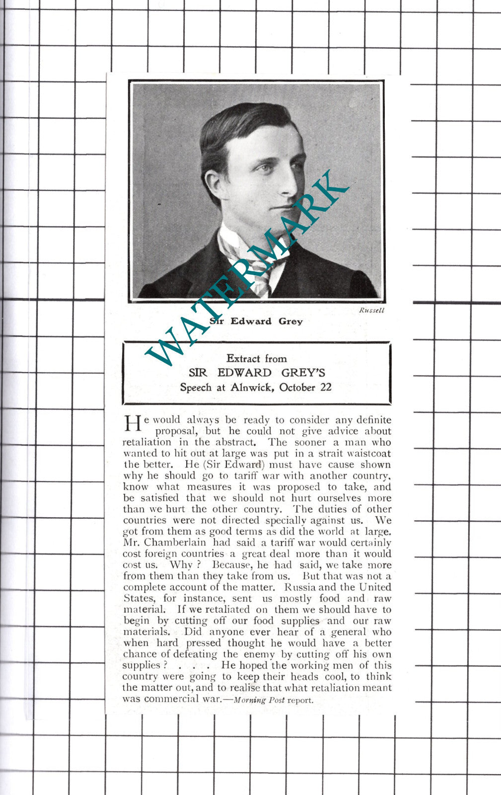 Sir Edward Grey  -  c.1903 Cutting / Print