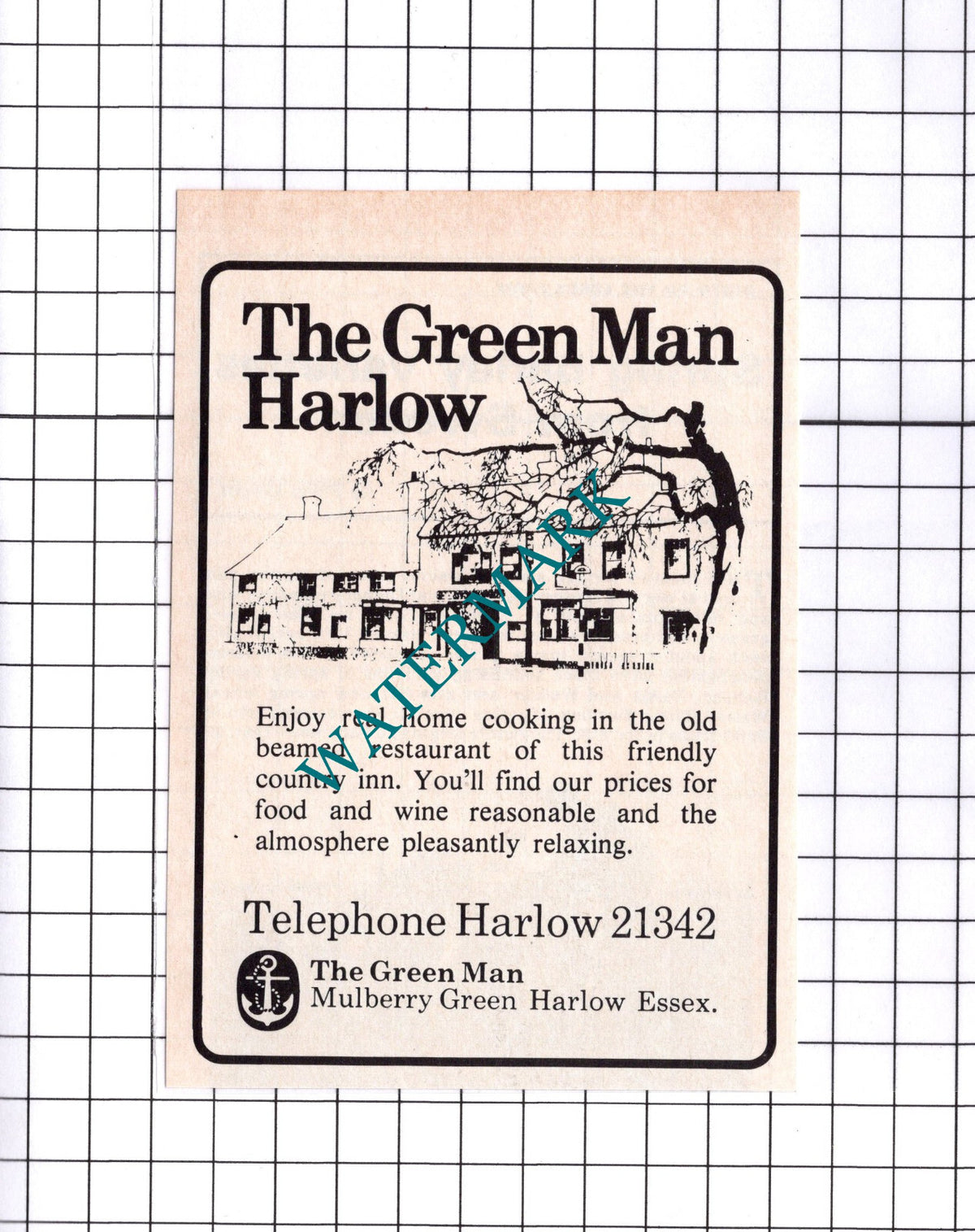 The Green Man Harlow Essex Advert - 1976  Small Clipping / Print