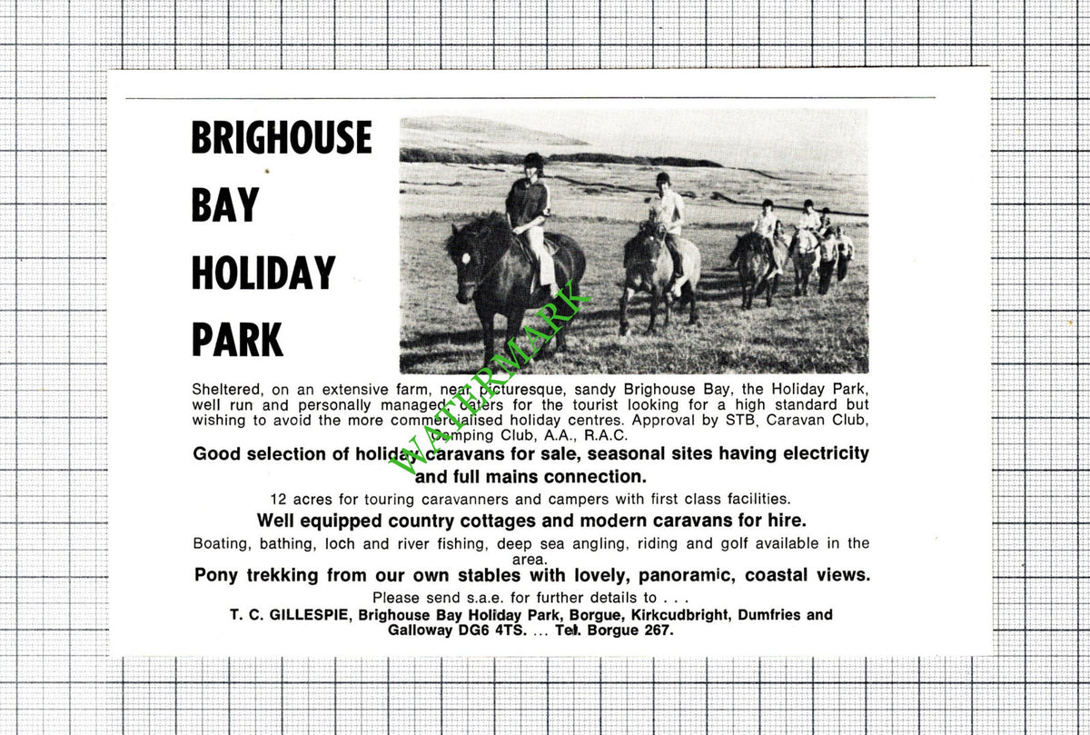 Brighouse Bay Holiday Park Borgue Kirkcudbright Small Advert - c.1975 Cutting