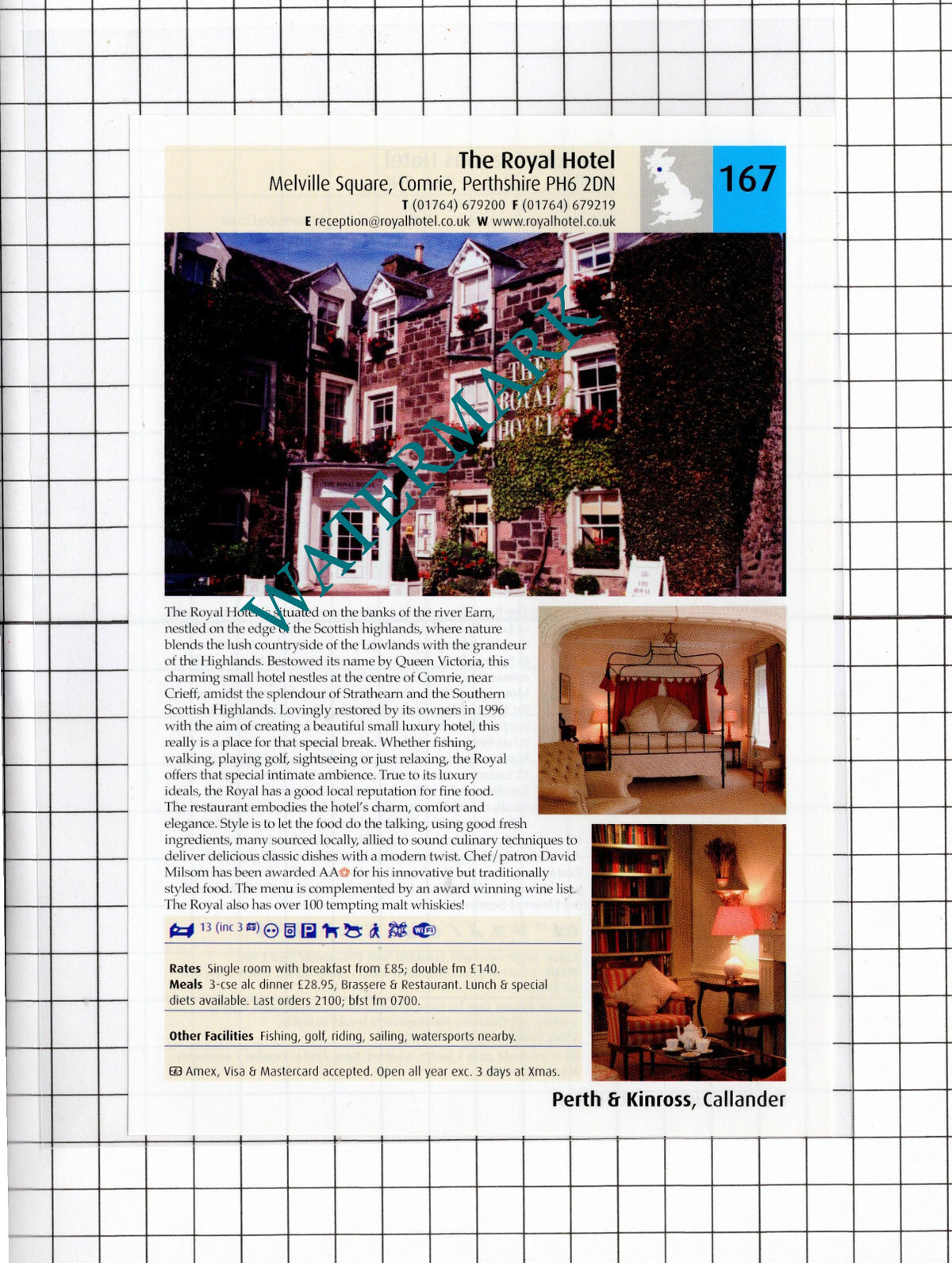 The Royal Hotel Comrie Perthshire / Four Seasons Hotel St Fillans  -2011 Advert