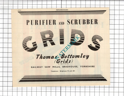 W J Jenkins & Co Retford Notts / Thomas Bottomley Grids  Brighouse -1951 Advert