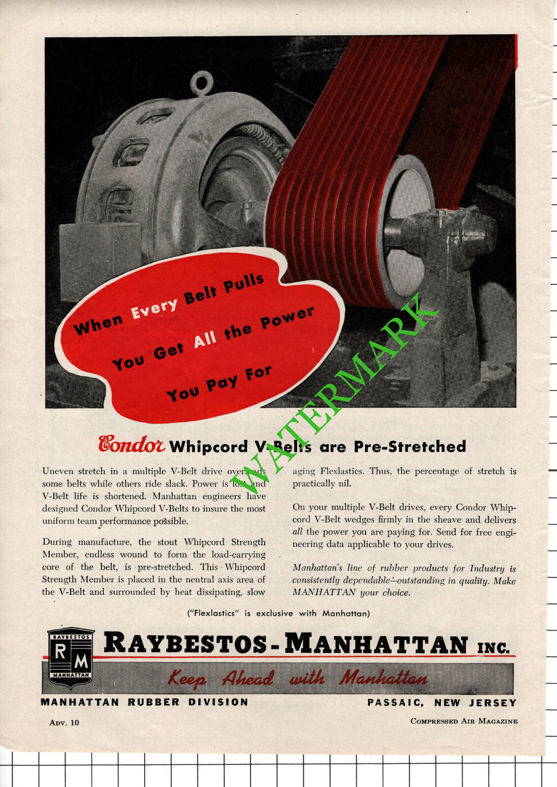 Raybestos Manhattan Inc  / Wagner Electric Corp St Louis Advert - 1948 Cutting