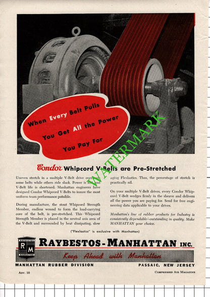 Raybestos Manhattan Inc  / Wagner Electric Corp St Louis Advert - 1948 Cutting