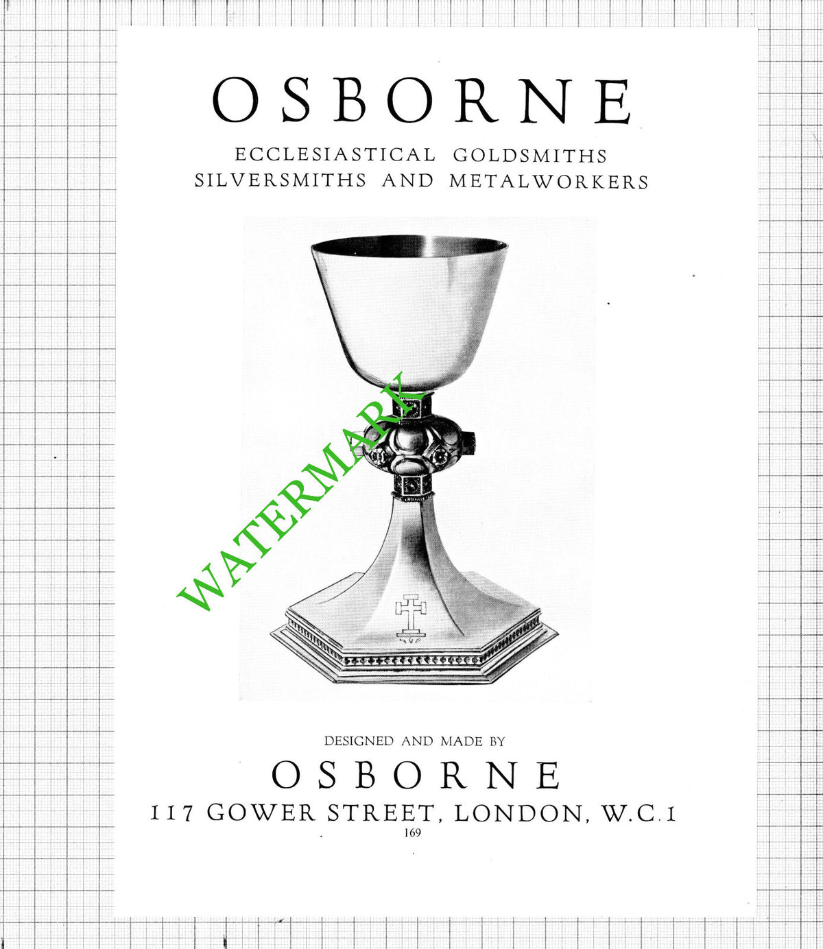 Osborne Ecclesiastical Goldsmiths London Advert -c.1947 Cutting