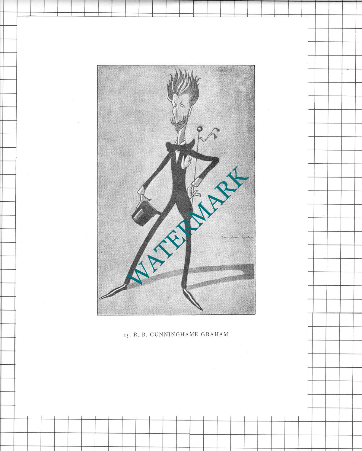 R B Cunningham Graham / A B Walkley Caricature  - 1958 Clipping / Print