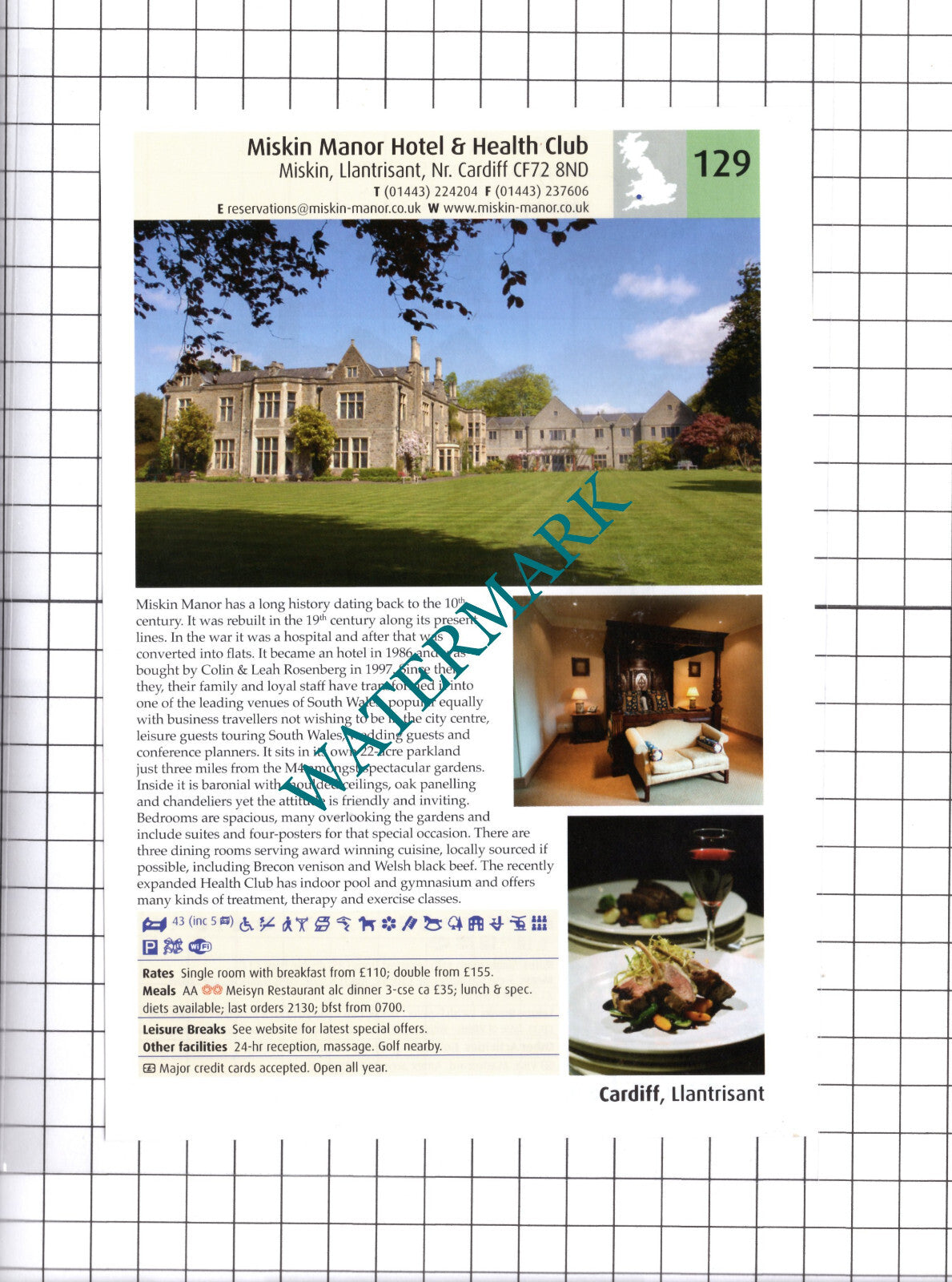Miskin Manor Hotel Llantrisant / The Penrallt Aberporth Advert - 2011 Cutting