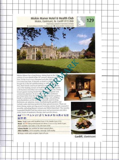 Miskin Manor Hotel Llantrisant / The Penrallt Aberporth Advert - 2011 Cutting