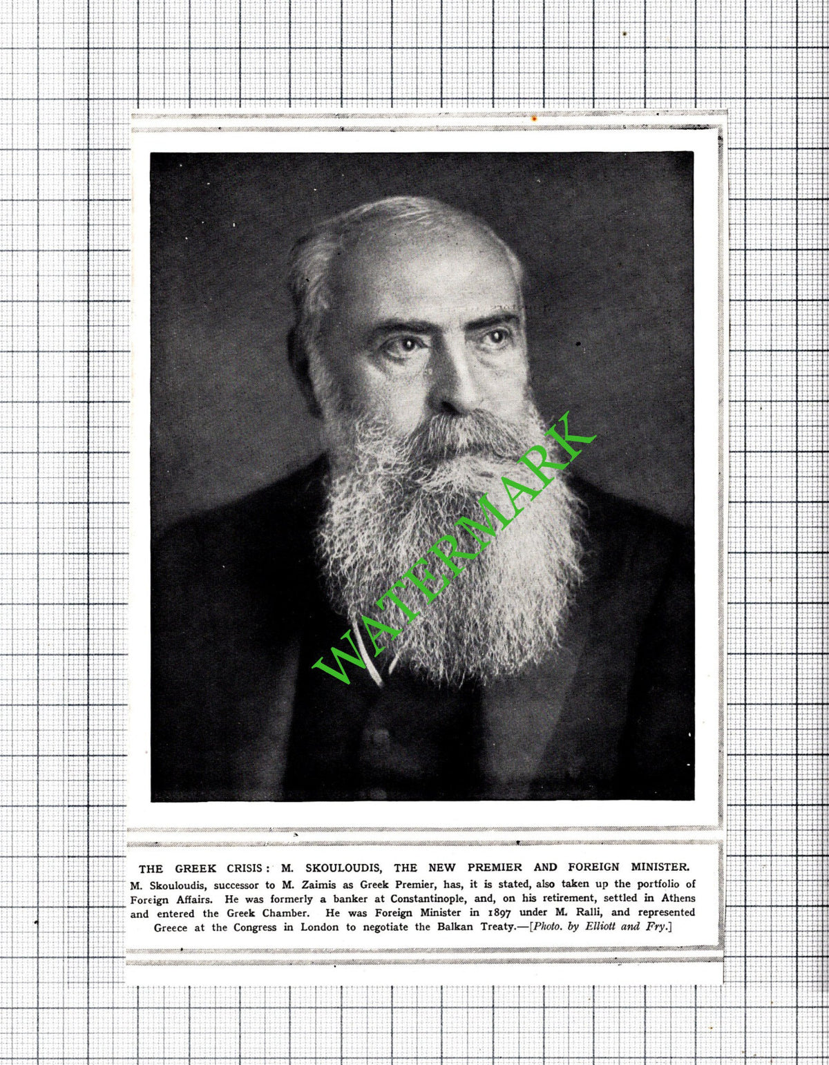 M Skouloudis Greek Premier - 1915 Small Cutting