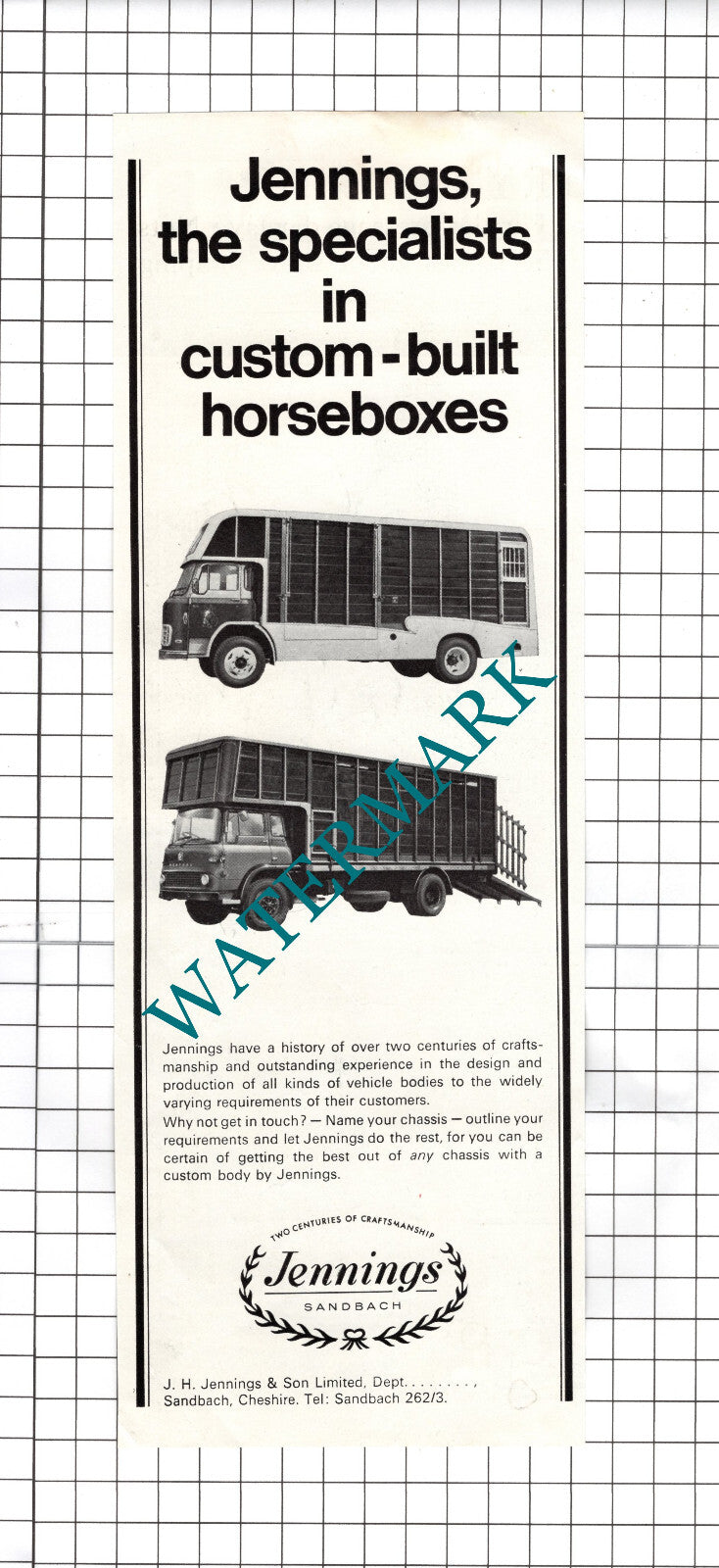 J H Jennings & Son Ltd Sandbach Cheshire - 1968 Advert