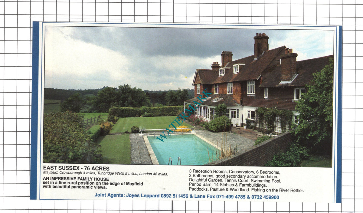 Mayfield East Sussex House Sale Advert - 1991 Clipping / Print