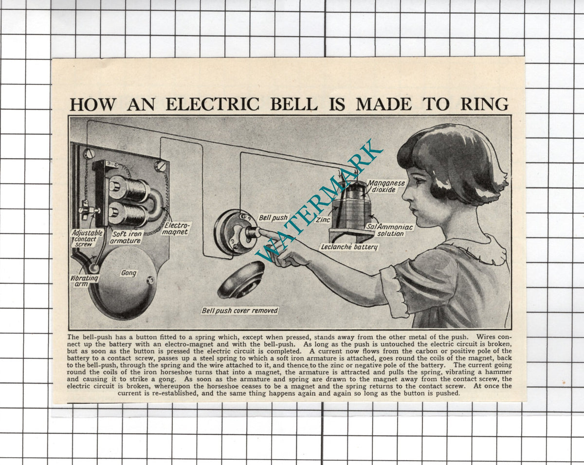 How An Electric Doorbell Works -  c.1940s Small Cutting