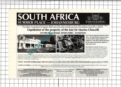 Dr Marino Chiavelli  Summer Place Sandton / Hyde Heath Amersham - 1994  Advert