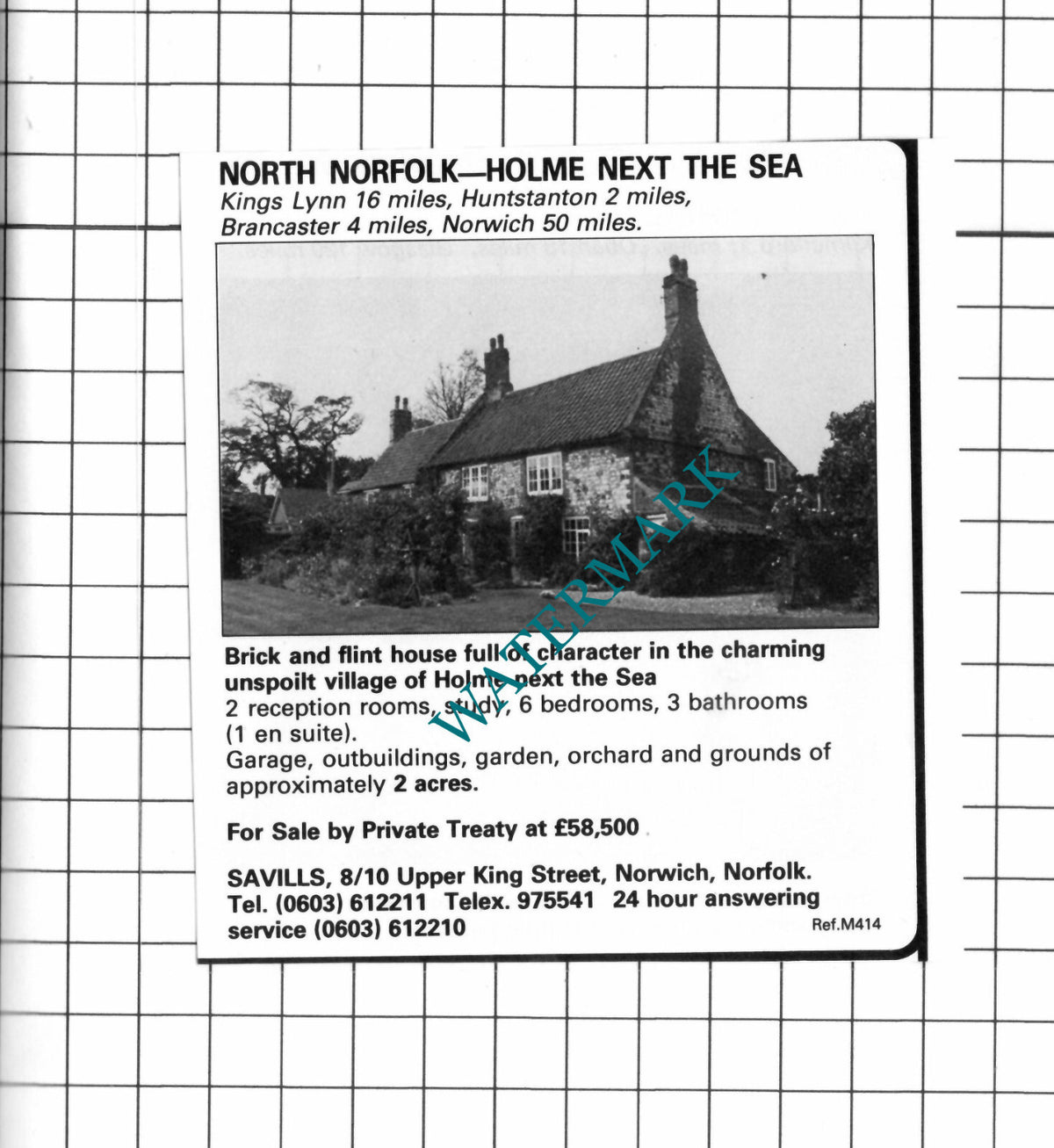 Holme Next The Sea Norfolk House Sale Advert - 1980 Clipping / Print